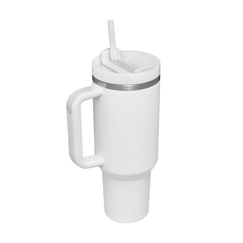 Easygoing - Isolierte Edelstahl Becher mit Strohhalm und Griff, für heiße und kalte Getränke.